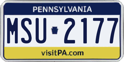 PA license plate MSU2177