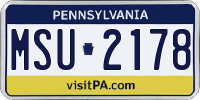 PA license plate MSU2178