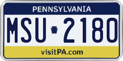 PA license plate MSU2180