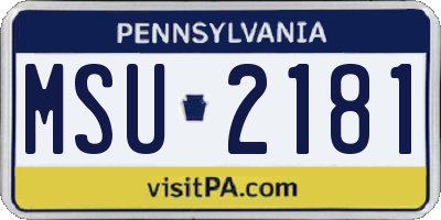 PA license plate MSU2181