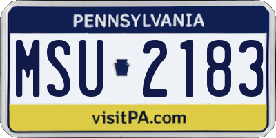 PA license plate MSU2183
