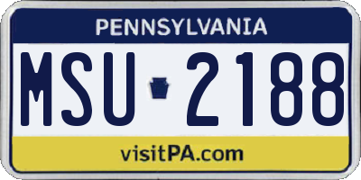 PA license plate MSU2188