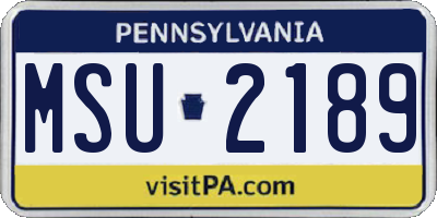 PA license plate MSU2189