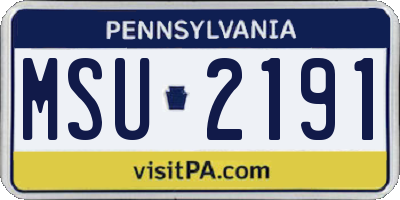 PA license plate MSU2191