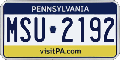 PA license plate MSU2192