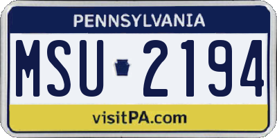 PA license plate MSU2194