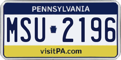 PA license plate MSU2196
