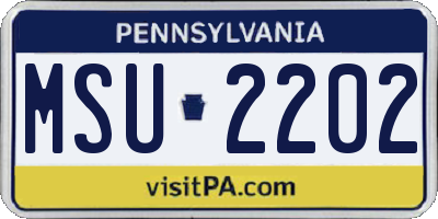 PA license plate MSU2202