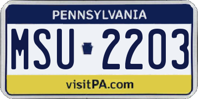PA license plate MSU2203