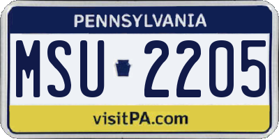 PA license plate MSU2205