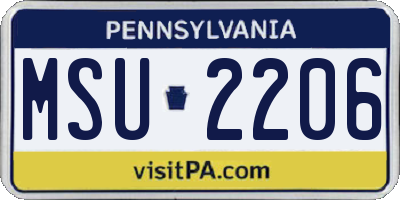 PA license plate MSU2206