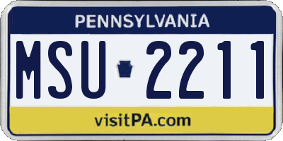 PA license plate MSU2211