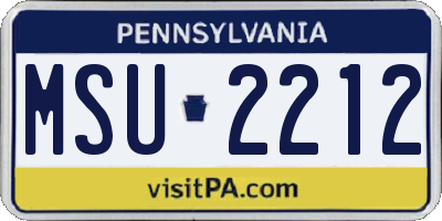 PA license plate MSU2212