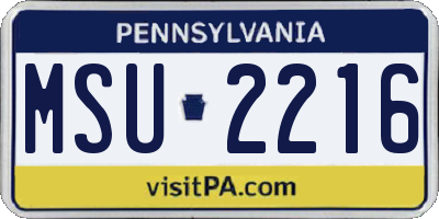 PA license plate MSU2216