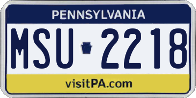 PA license plate MSU2218