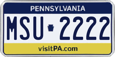 PA license plate MSU2222