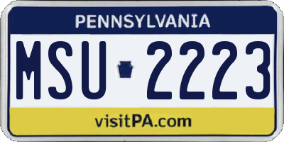 PA license plate MSU2223