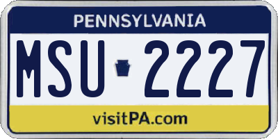 PA license plate MSU2227