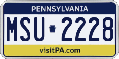 PA license plate MSU2228