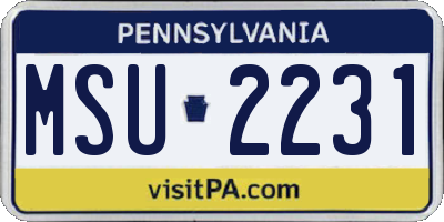 PA license plate MSU2231