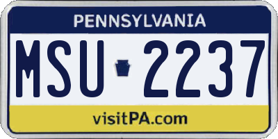 PA license plate MSU2237