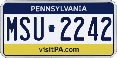 PA license plate MSU2242