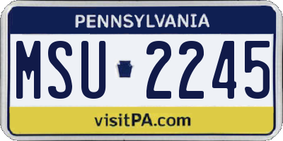 PA license plate MSU2245
