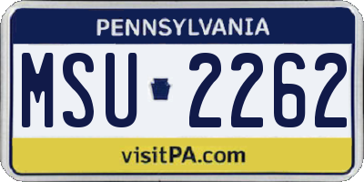 PA license plate MSU2262