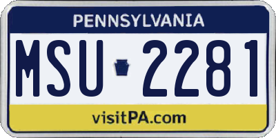 PA license plate MSU2281