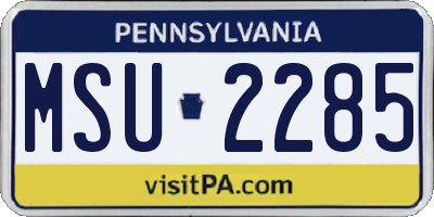 PA license plate MSU2285