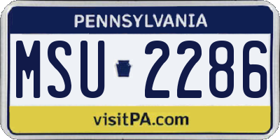 PA license plate MSU2286