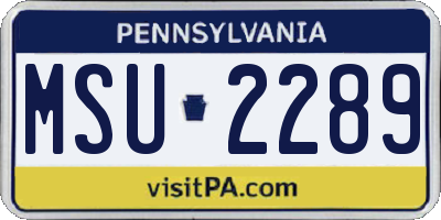 PA license plate MSU2289
