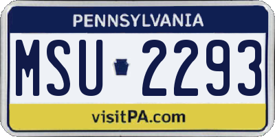 PA license plate MSU2293