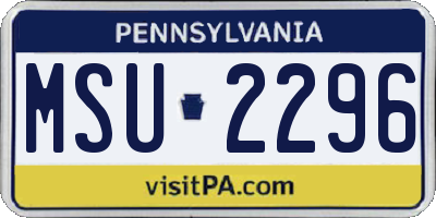PA license plate MSU2296
