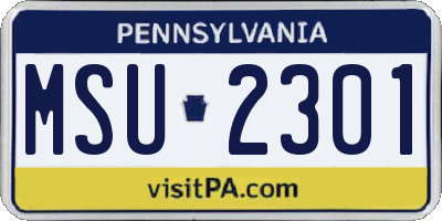 PA license plate MSU2301