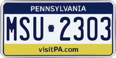 PA license plate MSU2303