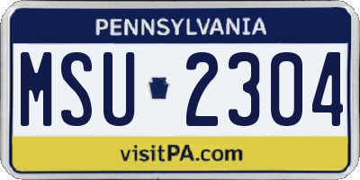 PA license plate MSU2304