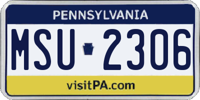 PA license plate MSU2306