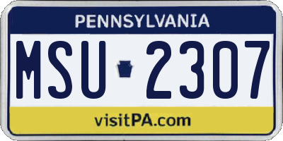 PA license plate MSU2307