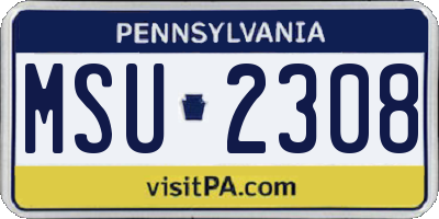 PA license plate MSU2308