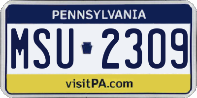 PA license plate MSU2309