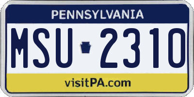PA license plate MSU2310