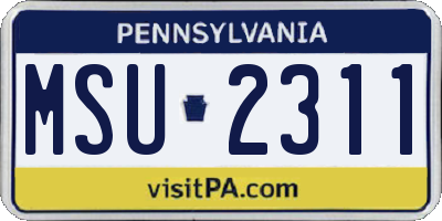 PA license plate MSU2311