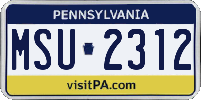 PA license plate MSU2312
