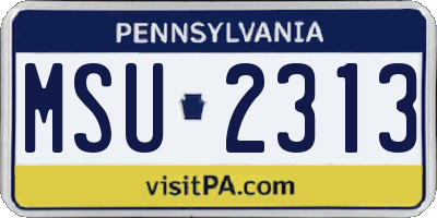 PA license plate MSU2313