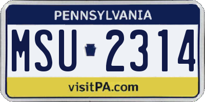 PA license plate MSU2314