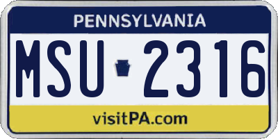 PA license plate MSU2316