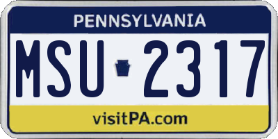 PA license plate MSU2317