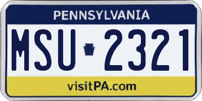 PA license plate MSU2321