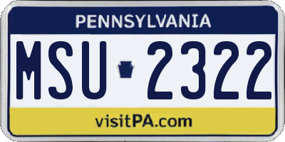 PA license plate MSU2322